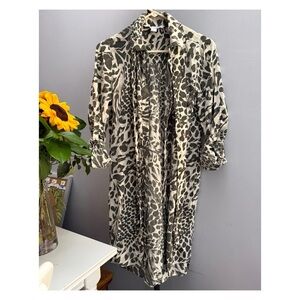 Diane Von Furstenberg Signature Silk Prita Shirt Dress in Feather Leopard